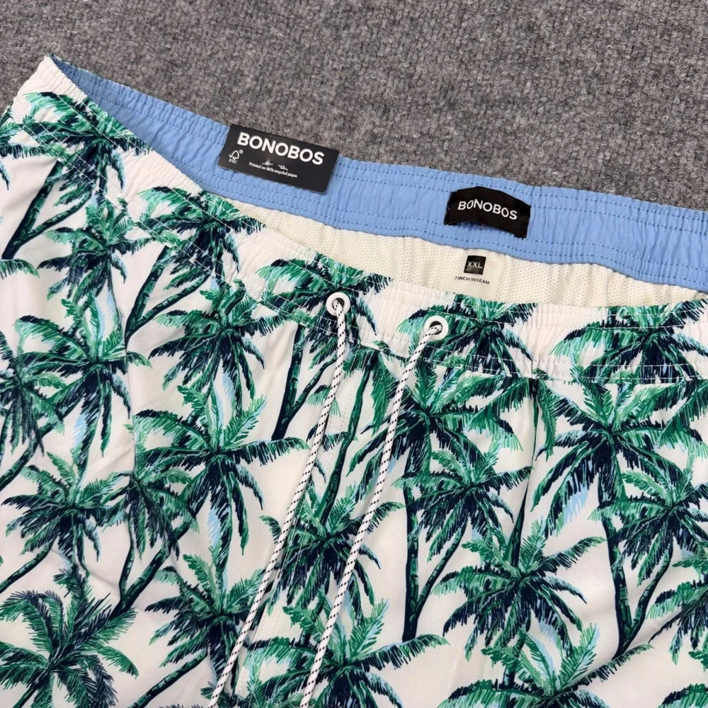 NEW Bonobos Lined Swim Trunks Mens XXL Green Blue‎ Palm Tree Tropical 7